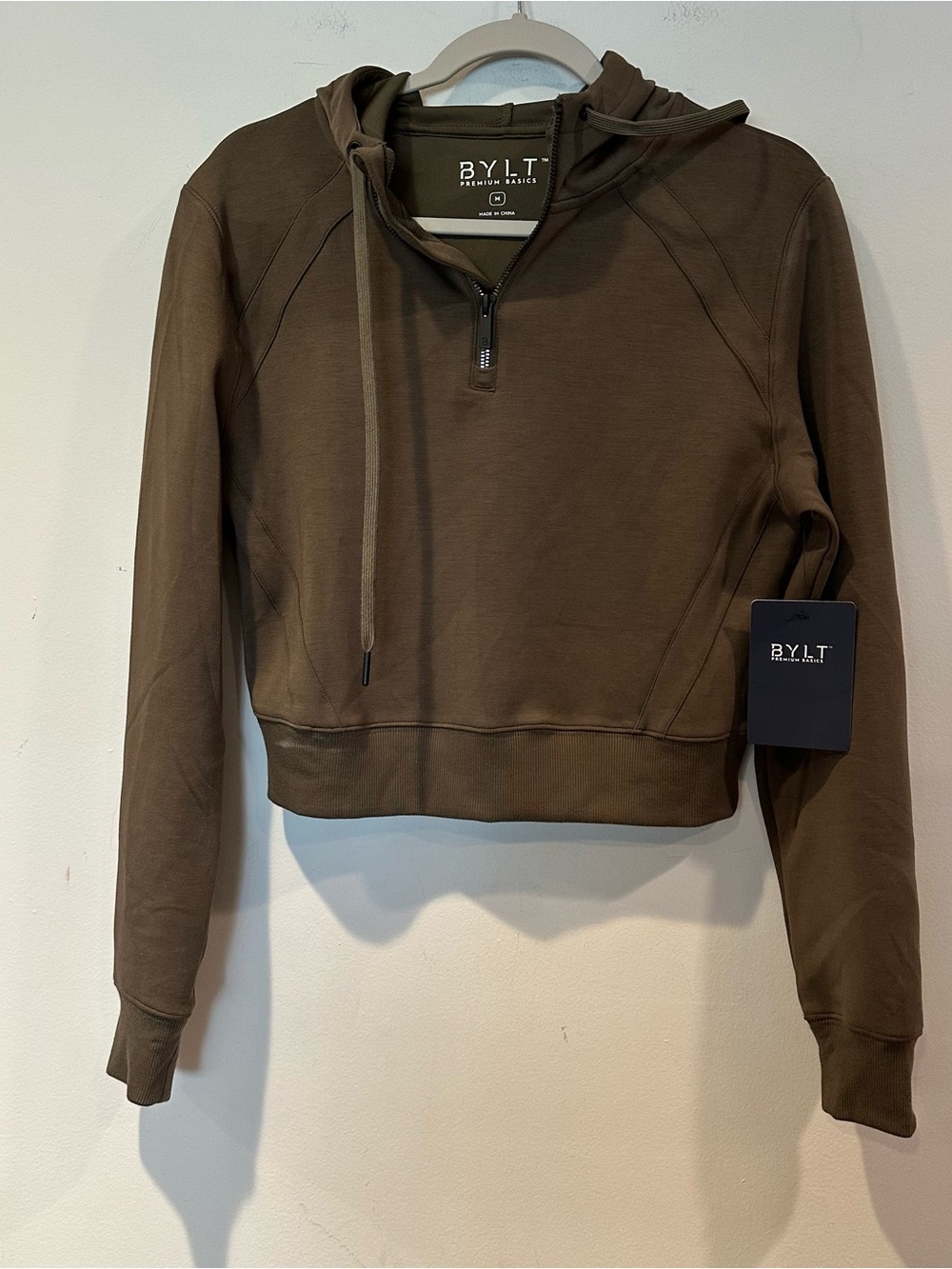 BYLT Women’s Opal Fleece Quater Zip Hoodie in Dark Taupe - Picture 3 of 7